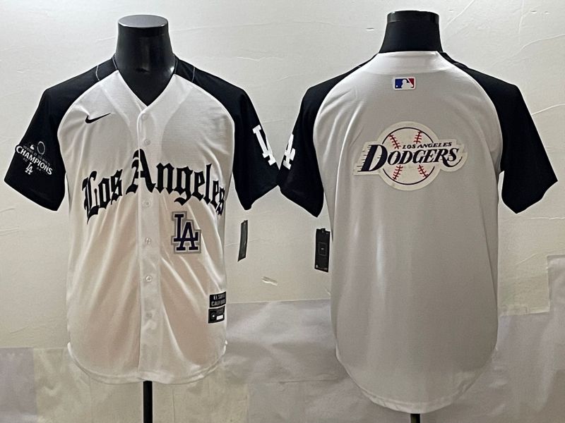 Men 2025 Los Angeles Dodgers Blank White black Five generations Joint Name Nike MLB Jersey style 52640->los angeles dodgers->MLB Jersey